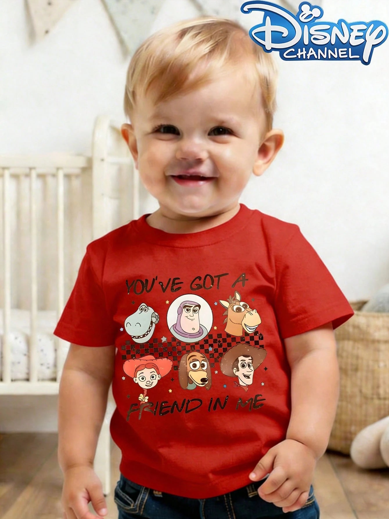 The Disney Casual And Simple Round-Neck Short-Sleeve T-Shirt Features Characters From 'Toy Story' And The Phrase 'You Are My Best Friend.' Designed Specifically For Infants, It Is Suitable For Both Bo