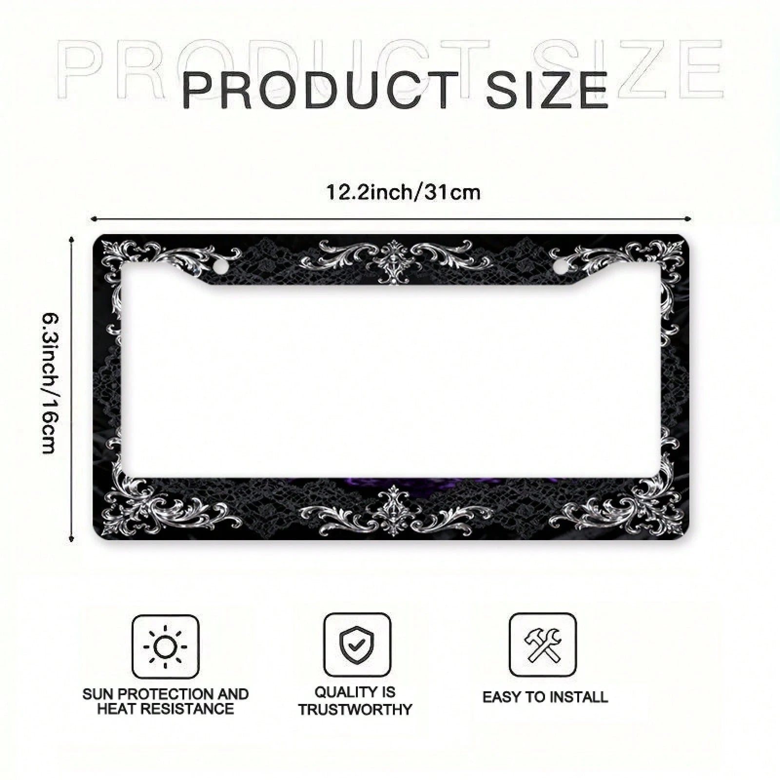 This Is A Single-Piece Metal License Plate Frame, Designed For Decorative Purposes. It Features A Vintage And Elegant Silver Design,Travel Essential,Summer,Car Acessesories,Car Acessesories Women,Car