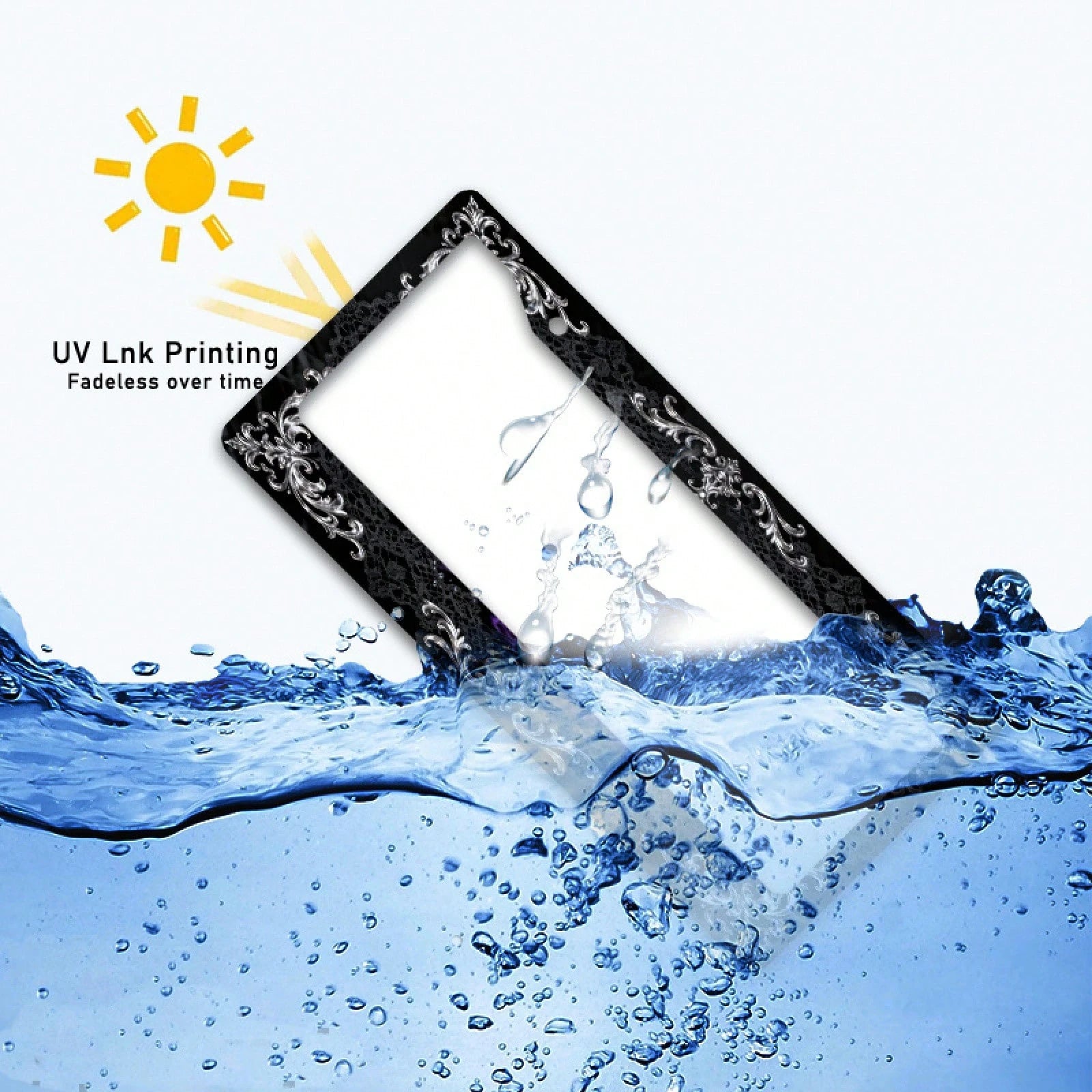 This Is A Single-Piece Metal License Plate Frame, Designed For Decorative Purposes. It Features A Vintage And Elegant Silver Design,Travel Essential,Summer,Car Acessesories,Car Acessesories Women,Car