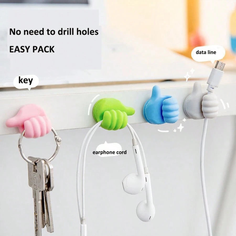 Thumb Hook Cable Organizer, Creative Cute Data Cable Management Holder, Desktop Tidy Tool, Thumb Stick Hook