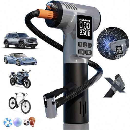 Tire Inflator Portable Air Compressor,180PSI & 15500mAh & 6X Faster Air Pump For Car Tires,8 IN1 Bike Pump With Digital Pressure Gauge And Auto Shut-Off,Cordless Tire Inflator For Ball Motorcycle