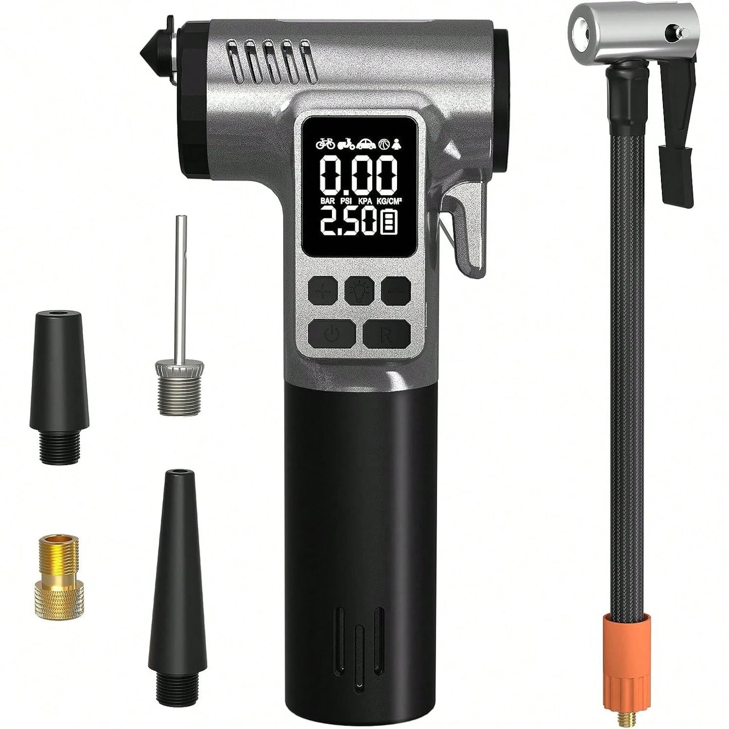 Tire Inflator Portable Air Compressor,180PSI & 15500mAh & 6X Faster Air Pump For Car Tires,8 IN1 Bike Pump With Digital Pressure Gauge And Auto Shut-Off,Cordless Tire Inflator For Ball Motorcycle
