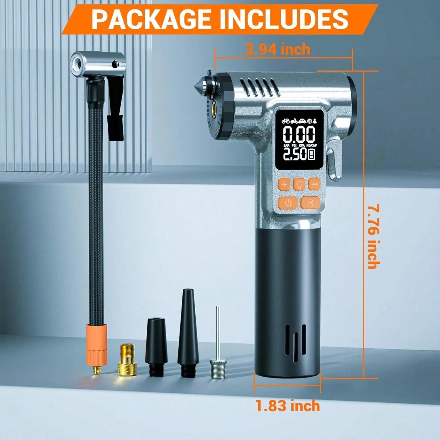 Tire Inflator Portable Air Compressor,180PSI & 15500mAh & 6X Faster Air Pump For Car Tires,8 IN1 Bike Pump With Digital Pressure Gauge And Auto Shut-Off,Cordless Tire Inflator For Ball Motorcycle