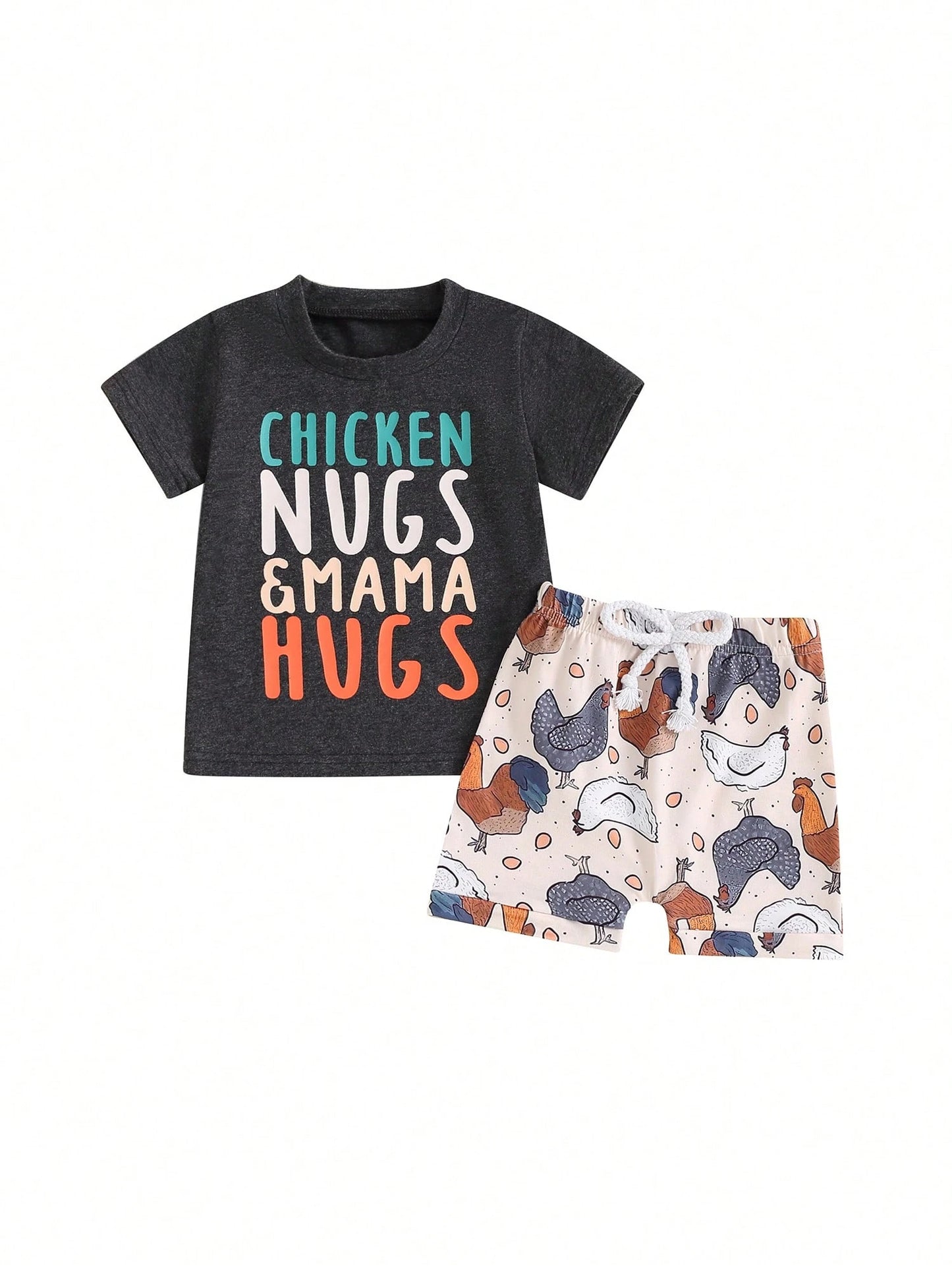Toddler Baby Boy Farm Outfit 3 6 9 12 18 24Months 2t 3t Chicken Short Sleeve Top Shirt+Short Set Summer Clothes