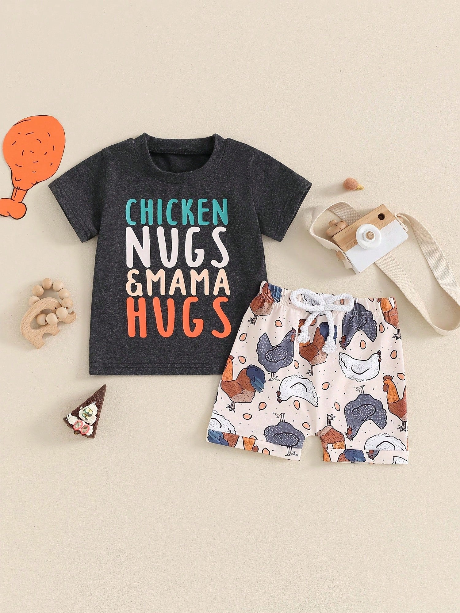 Toddler Baby Boy Farm Outfit 3 6 9 12 18 24Months 2t 3t Chicken Short Sleeve Top Shirt+Short Set Summer Clothes