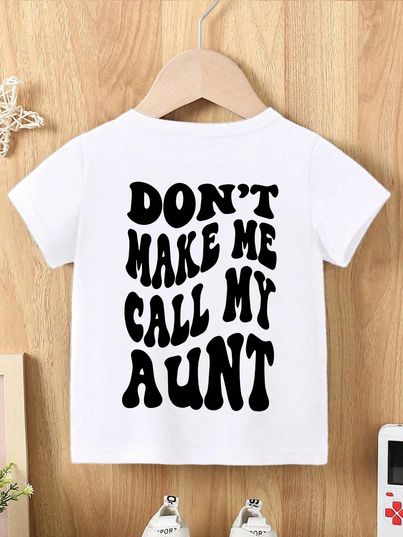 Toddler Boys Double-Sided Print Tee With Funny Bubble Letter Slogan, Solid Basic Design, Fashionable Casual Top For Little Boys.