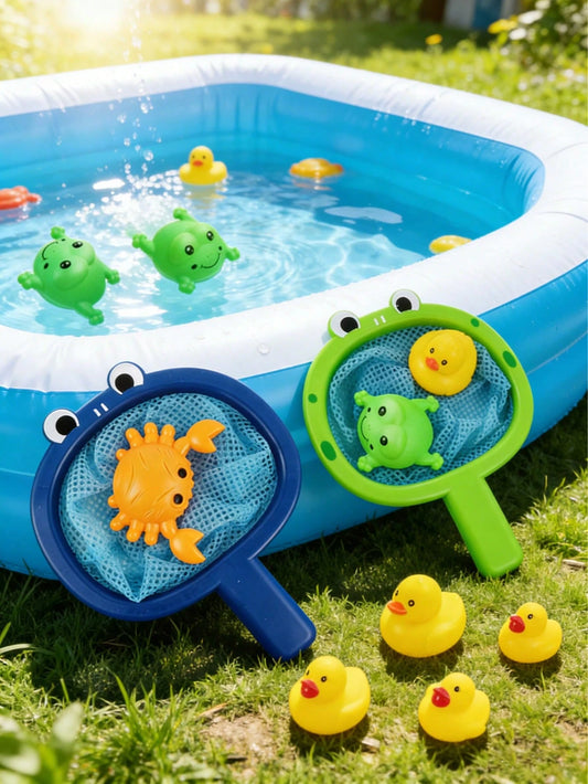 Toddler Fishing Bath Toy Set,Floating Duck Frog Crab With Frog Net,Sensory Water Game Gift For Boys Girls 1-3Y,Bath Toys,Bathtub Toys,Toddler Toys,Fishing Game,Sensory Toys,Pool Toys Bath Toys Garden