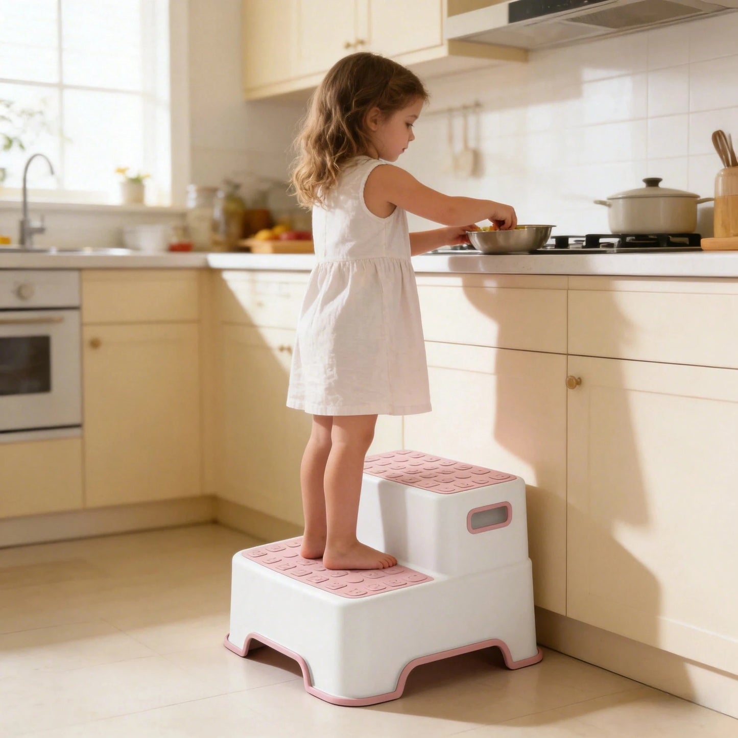 Toddler Step Stool For Bathroom Sink, 2 Pack Non Slip Potty Training Stool For Kids, Lightweight Two Step Stool