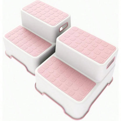 Toddler Step Stool For Bathroom Sink, 2 Pack Non Slip Potty Training Stool For Kids, Lightweight Two Step Stool