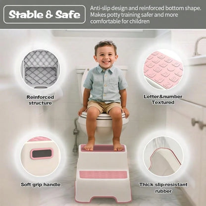 Toddler Step Stool For Bathroom Sink, 2 Pack Non Slip Potty Training Stool For Kids, Lightweight Two Step Stool