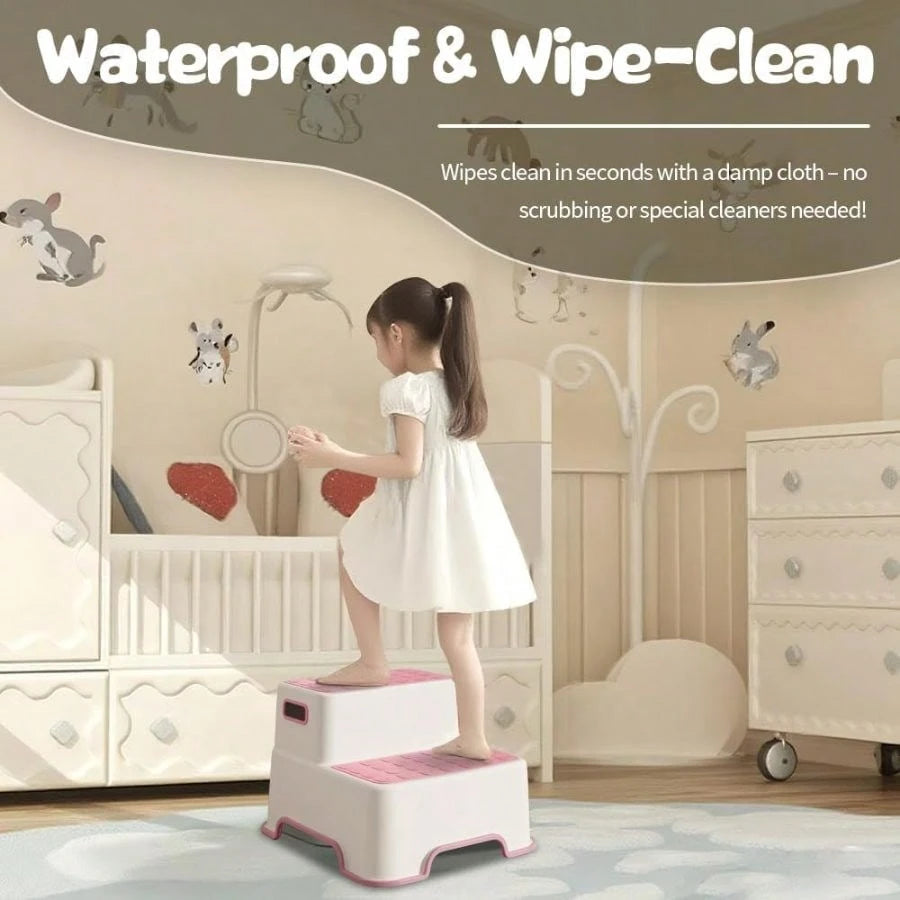 Toddler Step Stool For Bathroom Sink, 2 Pack Non Slip Potty Training Stool For Kids, Lightweight Two Step Stool