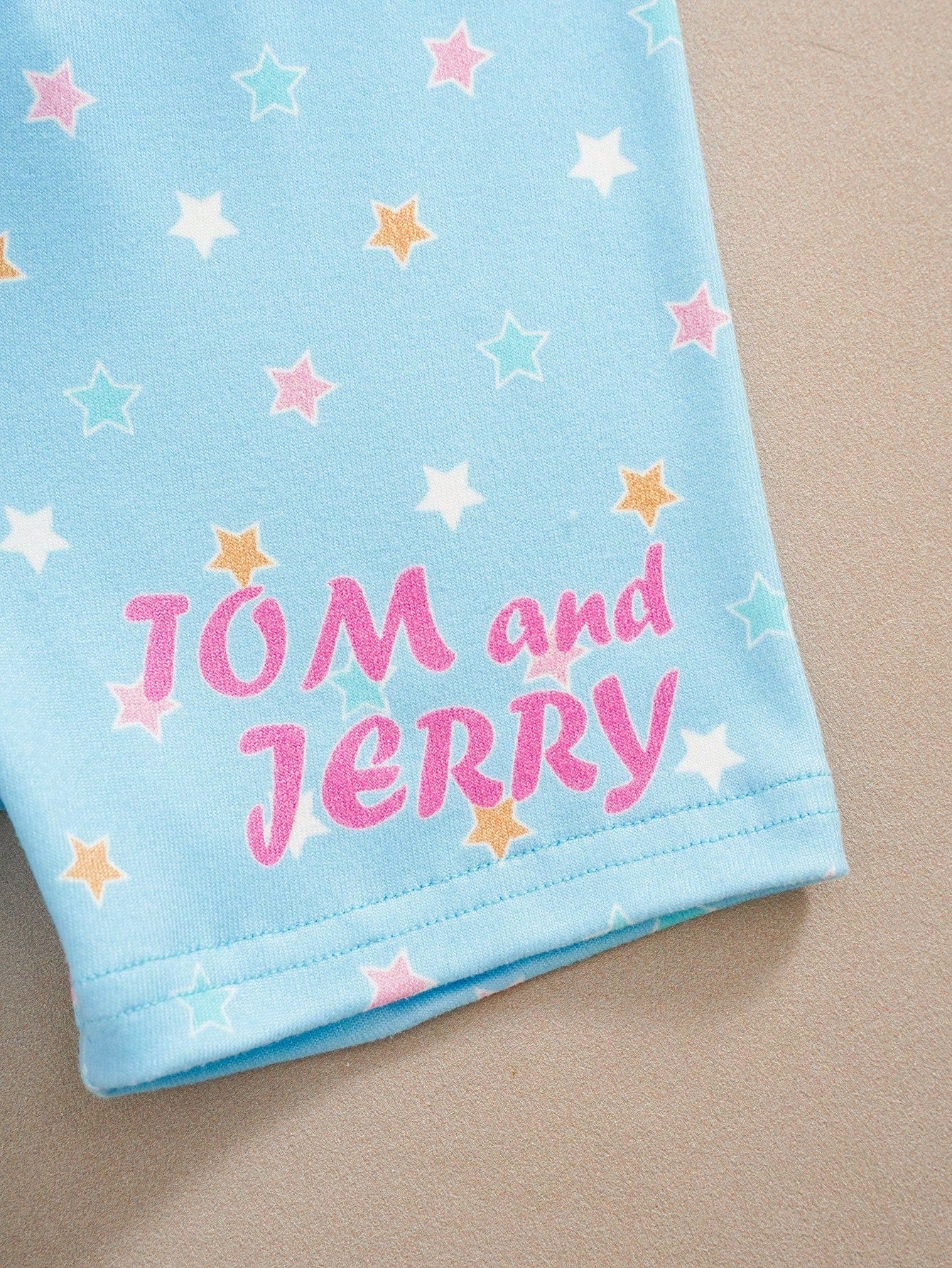 TOM & JERRY X Baby Girl Cartoon Print Short Sleeve Top And Shorts Casual Daily Home Sleepwear Set