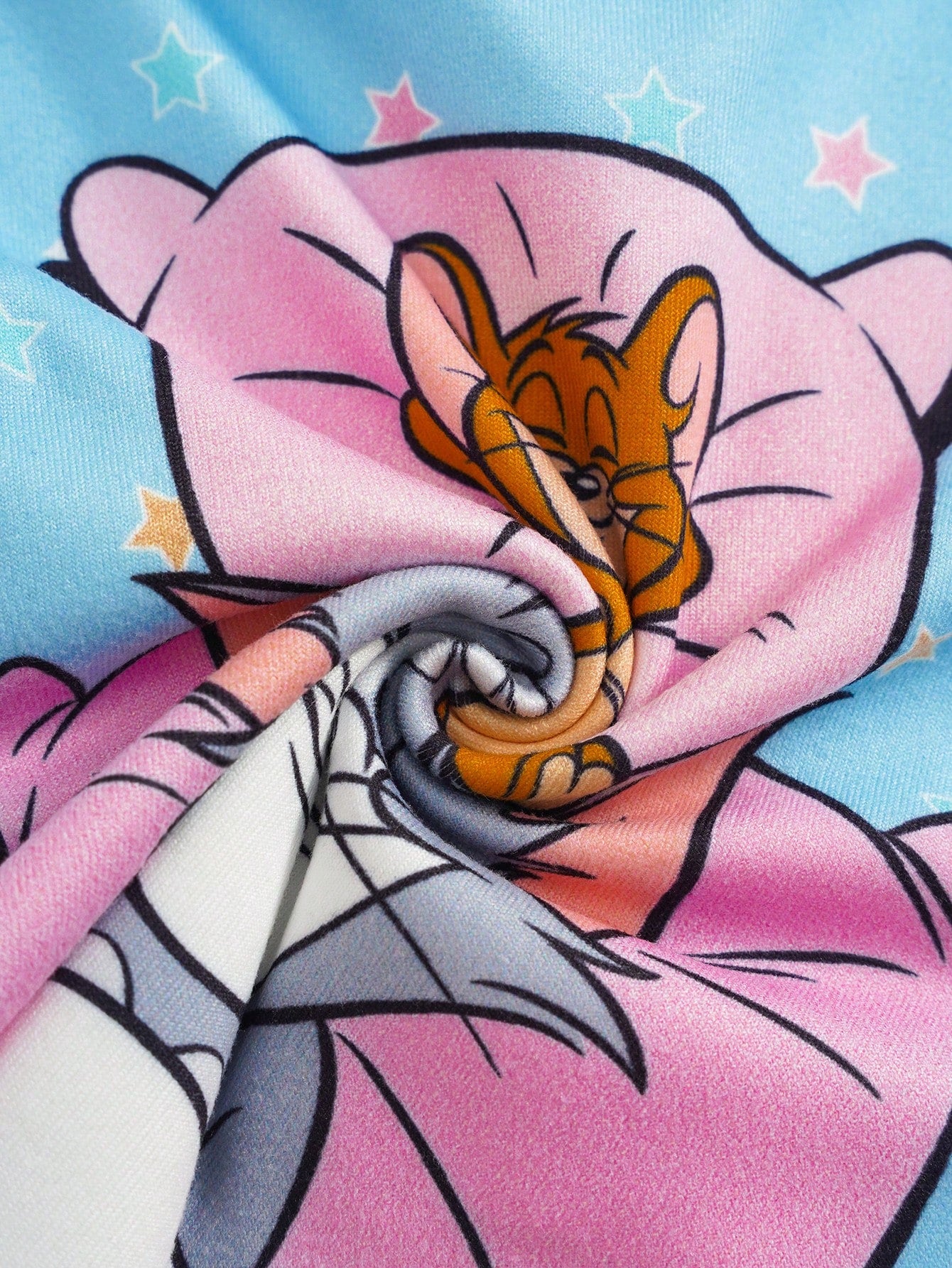 TOM & JERRY X Baby Girl Cartoon Print Short Sleeve Top And Shorts Casual Daily Home Sleepwear Set