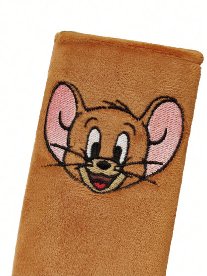 TOM & JERRY X Cute Anime Plush Car Safety Belt Cover, Soft And Comfortable Shoulder Pads, Universal Design For Most Vehicles, 1-Piece #2-Piece Package