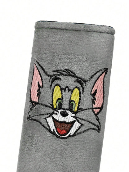 TOM & JERRY X Cute Anime Plush Car Safety Belt Cover, Soft And Comfortable Shoulder Pads, Universal Design For Most Vehicles, 1-Piece #2-Piece Package