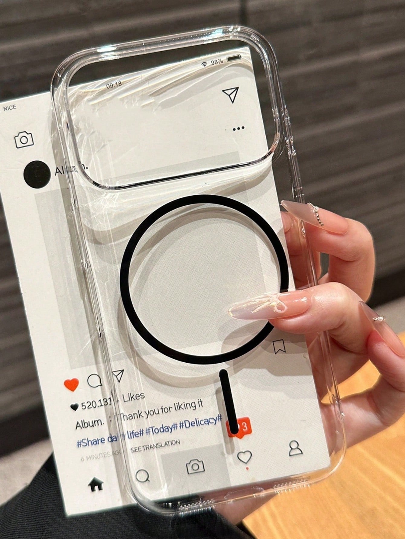 TPU Minimalist Magnetic 1pc Orange Magnetic Transparent Ultra-Thin Phone Case With Social Media Post Interface Design Compatible With Iphone 17 Air 16 15 14 13 12 11 Pro Max Plus Soft TPU Back Cover S