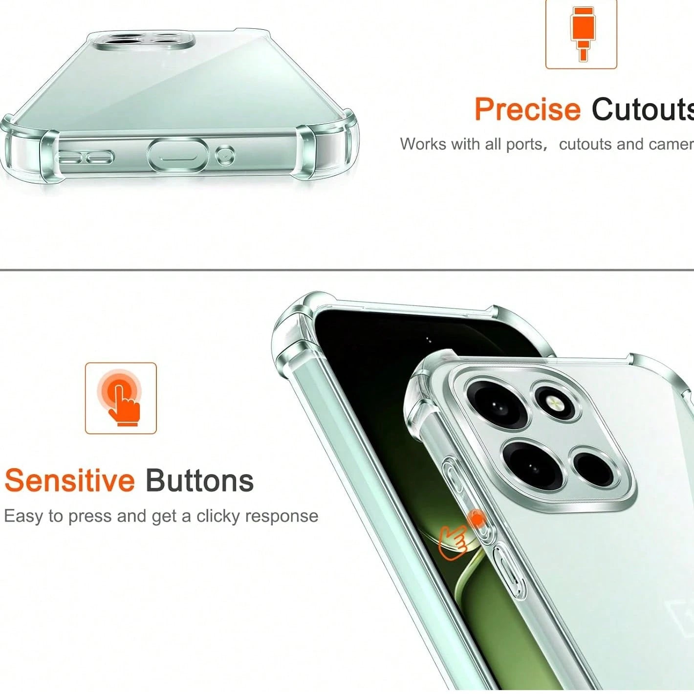 Transparent Air Cushion Shockproof Phone Case, For OnePlus 15/Nord 6/Turbo 6V/Turbo 6/15R/Nord 5/13/12/11/10/9/8/7/6/North 3/Nord 4/North 2/Nord CE4 Lite/12R/13R, Phone Case, Protective Cover, Transpa