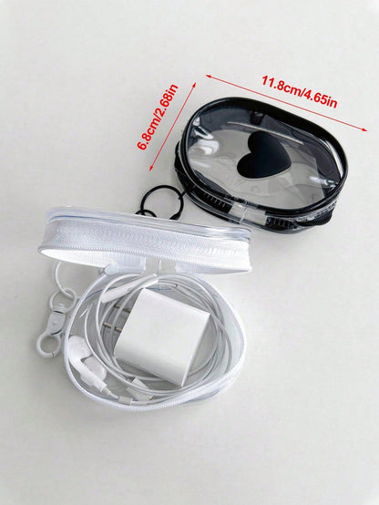 Transparent Roll-Up Portable Cable Organizer Storage Box For Data Cable, Charger, Earphones And Phone Cables