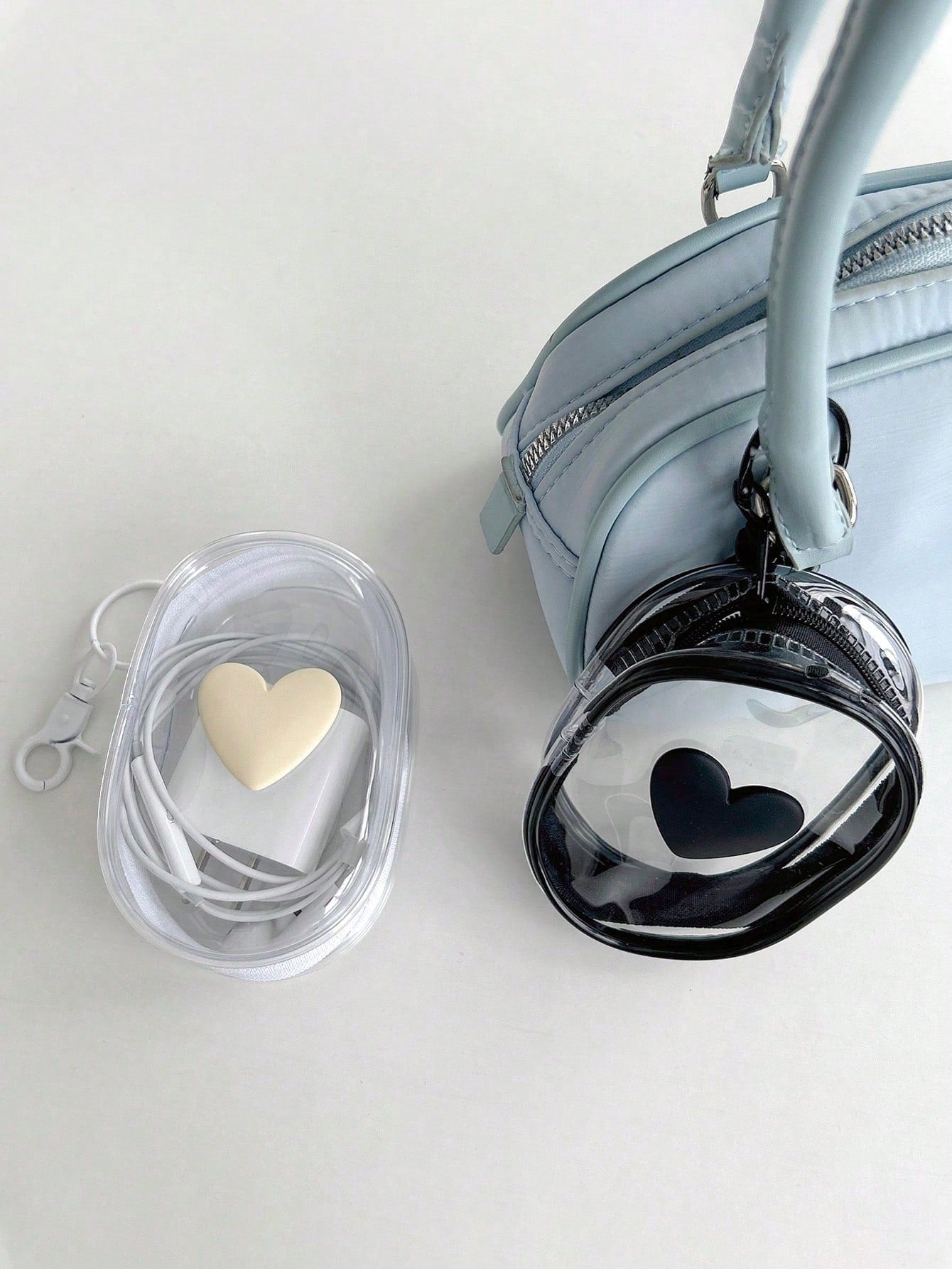 Transparent Roll-Up Portable Cable Organizer Storage Box For Data Cable, Charger, Earphones And Phone Cables