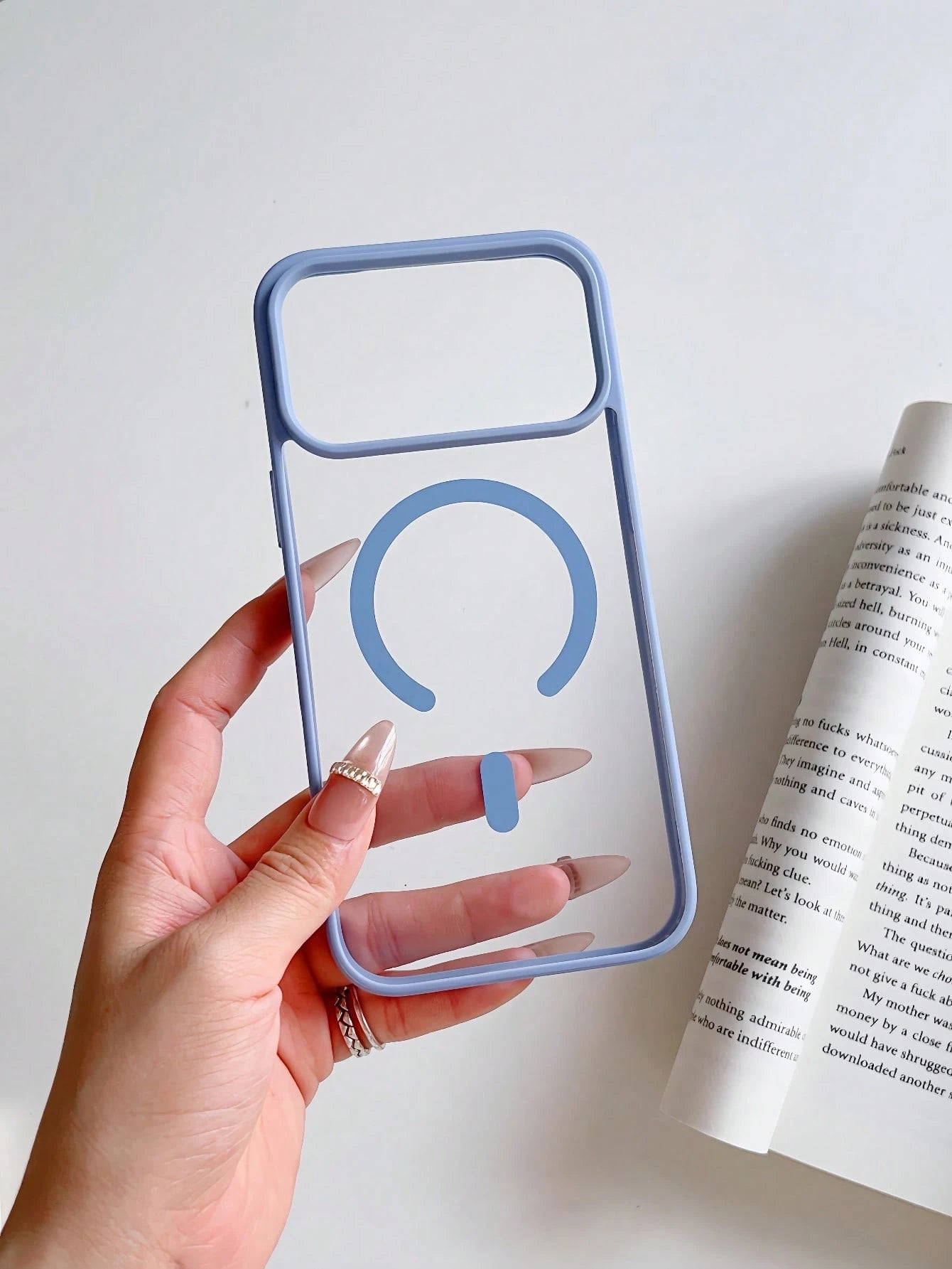 Transparent Soft Silicone Magnetic Charging Protective Case With Light Blue Frame, Compatible With IPhone 17 Pro Max, 16 Pro Max, 15 Pro Max, 14, 13 Pro Max, 12, 11, 7/8 Plus, And Galaxy S26 Ultra, S2