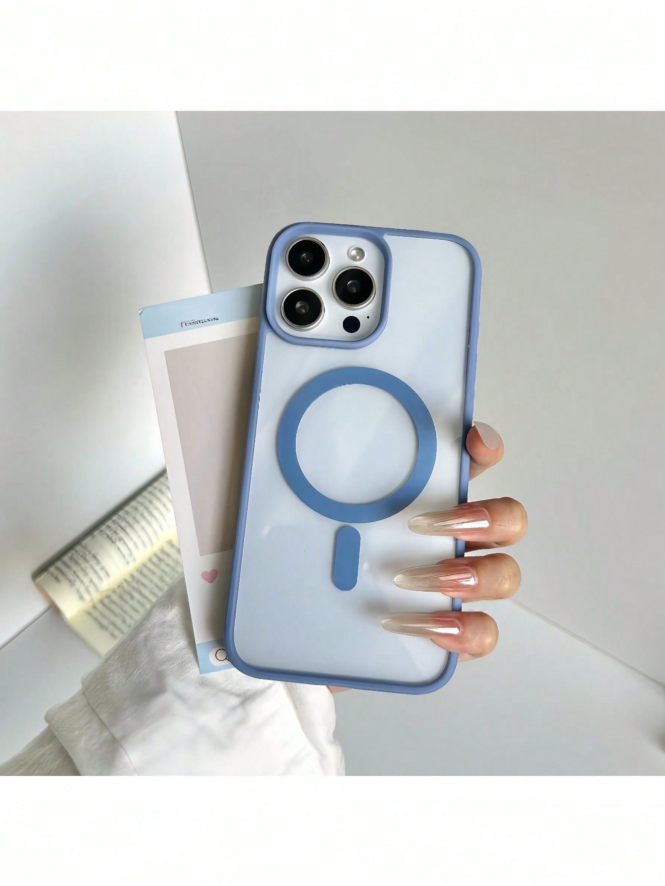 Transparent Soft Silicone Magnetic Charging Protective Case With Light Blue Frame, Compatible With IPhone 17 Pro Max, 16 Pro Max, 15 Pro Max, 14, 13 Pro Max, 12, 11, 7/8 Plus, And Galaxy S26 Ultra, S2