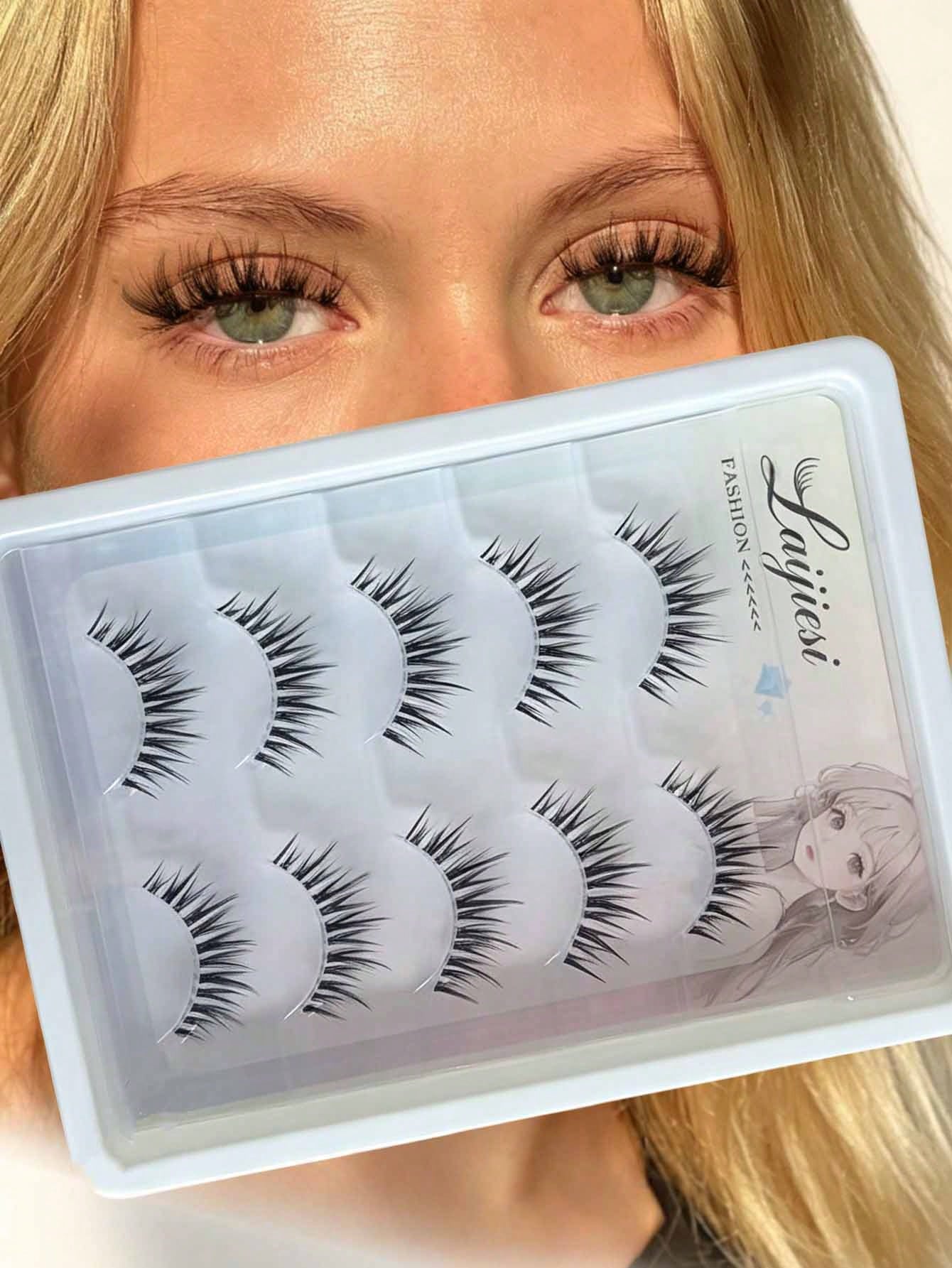 Transparent Stem False Eyelashes, Comic-Style False Eyelashes, Airy Look, Enlarge Eyes False Eyelashes