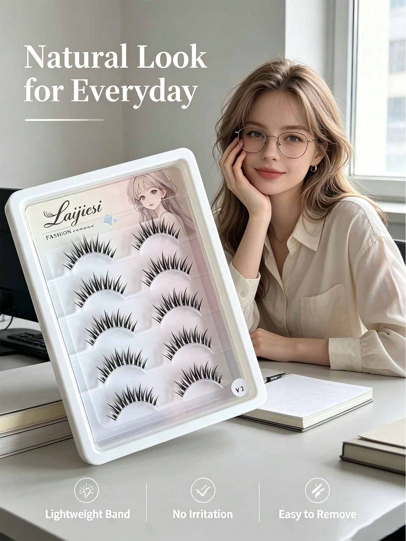 Transparent Stem False Eyelashes, Comic-Style False Eyelashes, Airy Look, Enlarge Eyes False Eyelashes