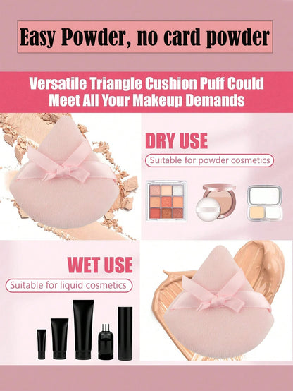 Triangular Flocked Makeup Sponge, 24pcs/15pcs/8pcs/3pcs Set, Soft & Fluffy Texture, Suitable For Face & Body Makeup, Mixed Cosmetic Beauty Tools,Makeup,Cheap,Room Decor,Vanity,Travel,Bedroom,Makeup Ac