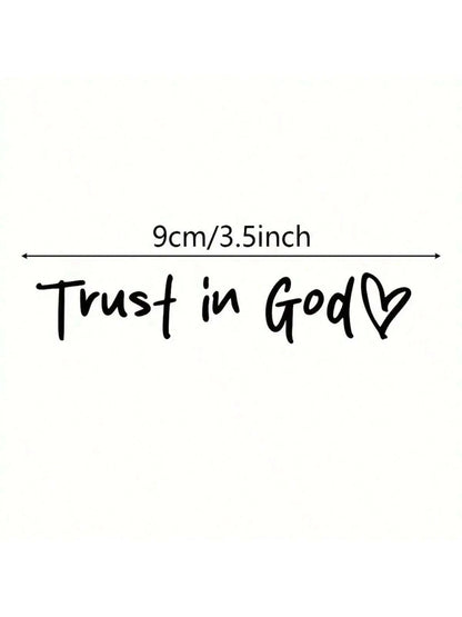 Trust In God, Faith Hope Love, Self-Adhesive Shiny Look, Teacher Religious Gifts, "Trust In God" With Heart Graphics- Christian Church Decorations For Churches, Homes, Schools And Offices!