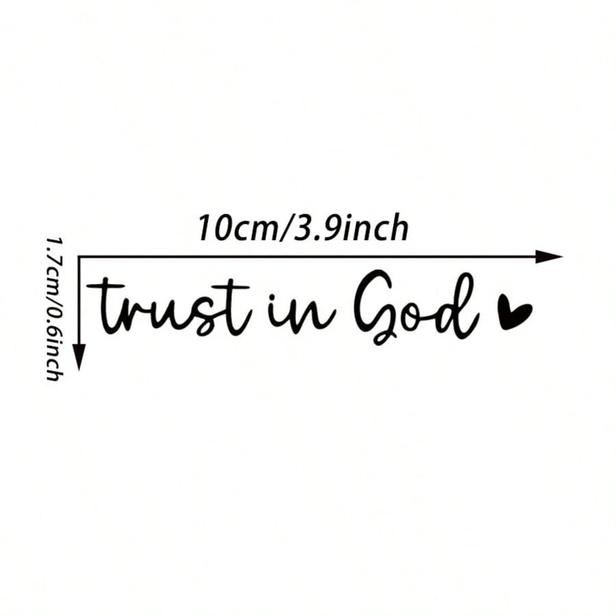 Trust In God, Faith Hope Love, Self-Adhesive Shiny Look, Teacher Religious Gifts, "Trust In God" With Heart Graphics- Christian Church Decorations For Churches, Homes, Schools And Offices!