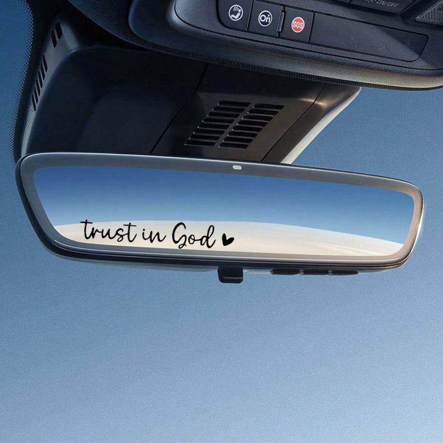 Trust In God, Faith Hope Love, Self-Adhesive Shiny Look, Teacher Religious Gifts, "Trust In God" With Heart Graphics- Christian Church Decorations For Churches, Homes, Schools And Offices!