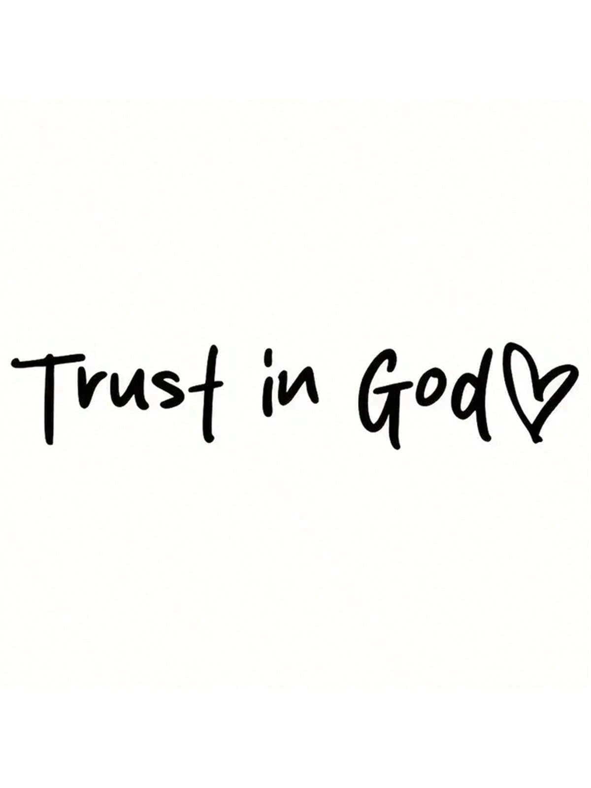 Trust In God, Faith Hope Love, Self-Adhesive Shiny Look, Teacher Religious Gifts, "Trust In God" With Heart Graphics- Christian Church Decorations For Churches, Homes, Schools And Offices!