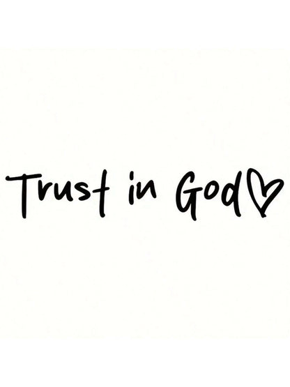 Trust In God, Faith Hope Love, Self-Adhesive Shiny Look, Teacher Religious Gifts, "Trust In God" With Heart Graphics- Christian Church Decorations For Churches, Homes, Schools And Offices!