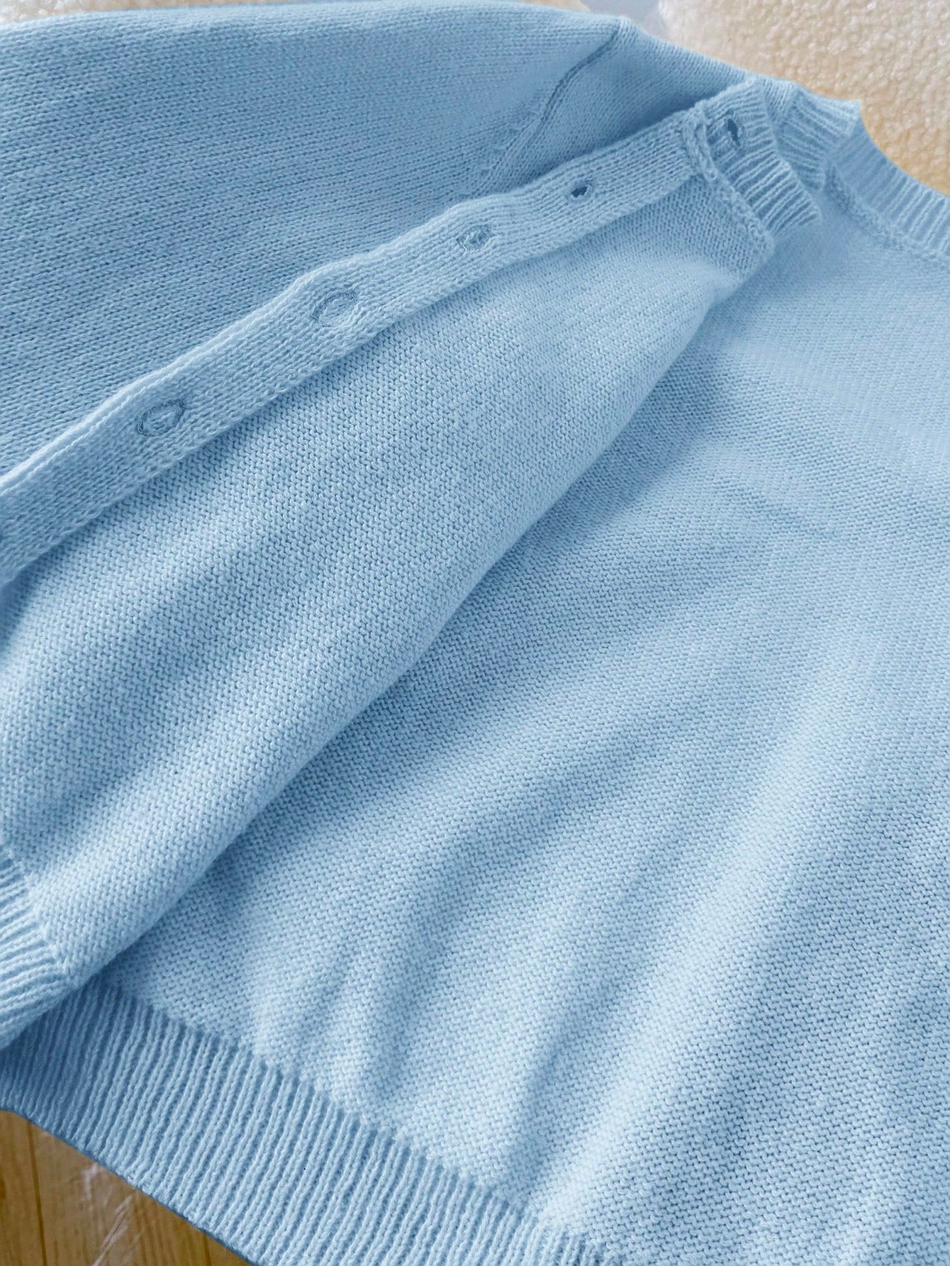 Tween Girl Tween Girl Loose Casual Minimalist Comfortable Round Neck Button Front Solid Color Autumn Sweater