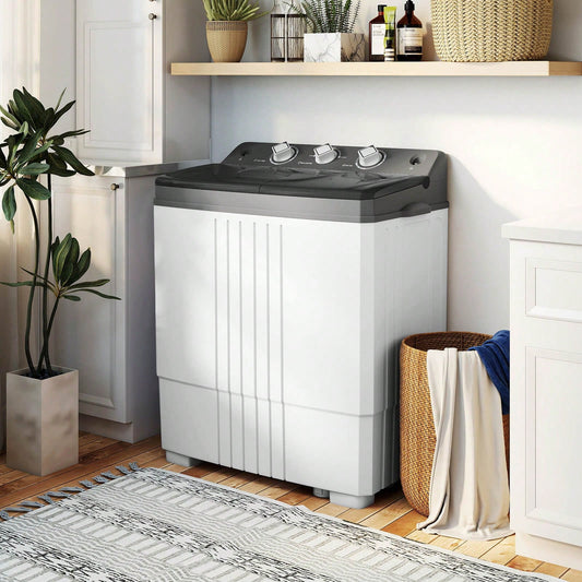 Twin Tub Portable Washing Machine With Drain Pump Timer Control Dorm & RV's Black/Gray/Blue