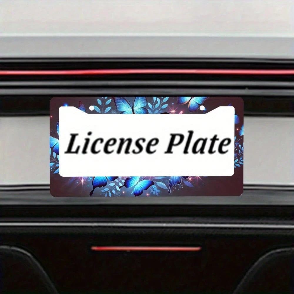 Two-Piece Set Of Cute Blue License Plate Frames- Eye-Catching Insect Aluminum Metal License Plate Holders, Rust-Proof And Waterproof Car Decorative License Plate Holders, Suitable For Standard Americ
