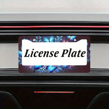 Two-Piece Set Of Cute Blue License Plate Frames- Eye-Catching Insect Aluminum Metal License Plate Holders, Rust-Proof And Waterproof Car Decorative License Plate Holders, Suitable For Standard Americ