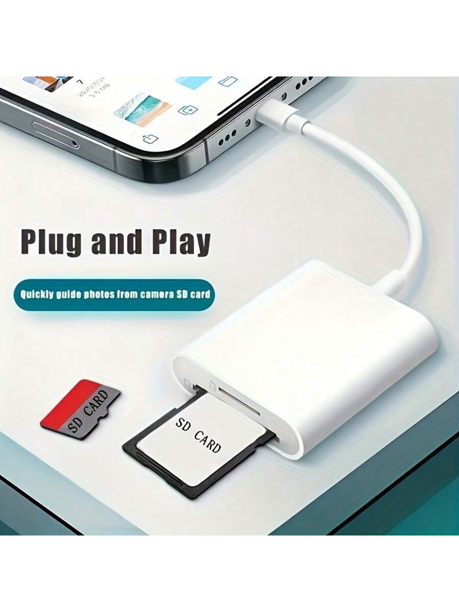 Type-C To SD Card Reader For 2 In 1 Double Slot Type-C To SD/TF Card Camera Memory Card Reader Adapter For Android Phone/Tablet, Fast Transfer Photo Video