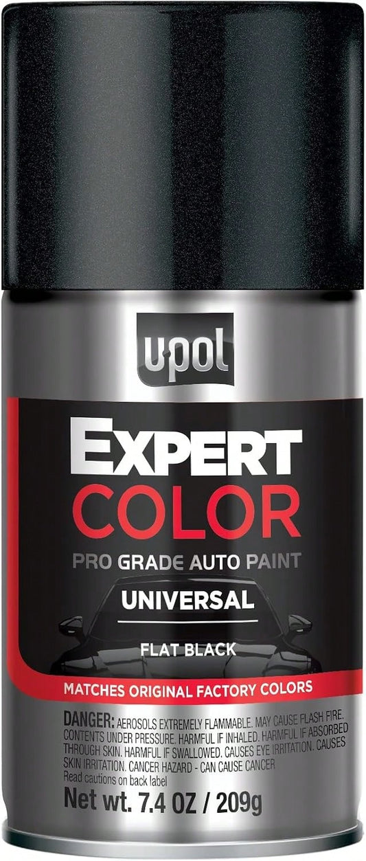 U-POL Expert Color Universal, Automotive Spray Paint, Professional Grade, Long-Lasting, Easy-To-Use, Flat Black