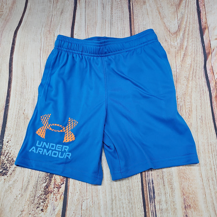 UA BOYS TECH LOGO SHORTS BLUE 406