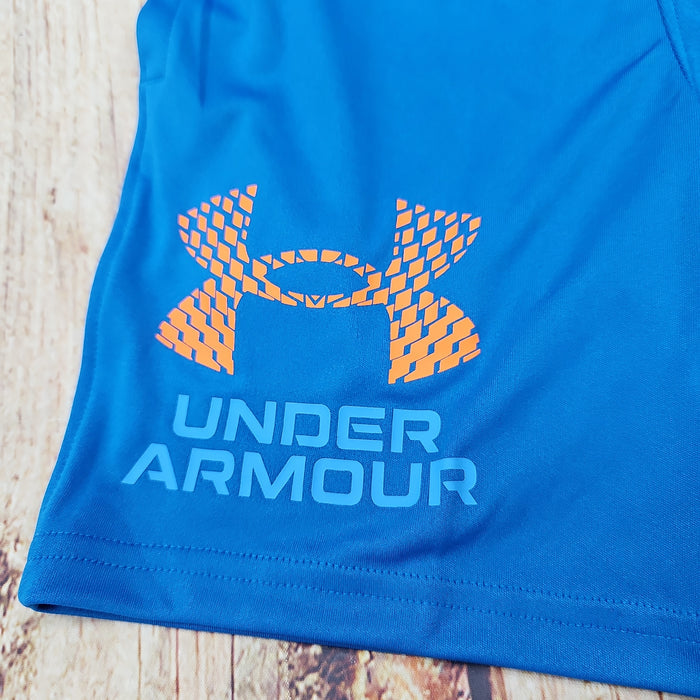 UA BOYS TECH LOGO SHORTS BLUE 406
