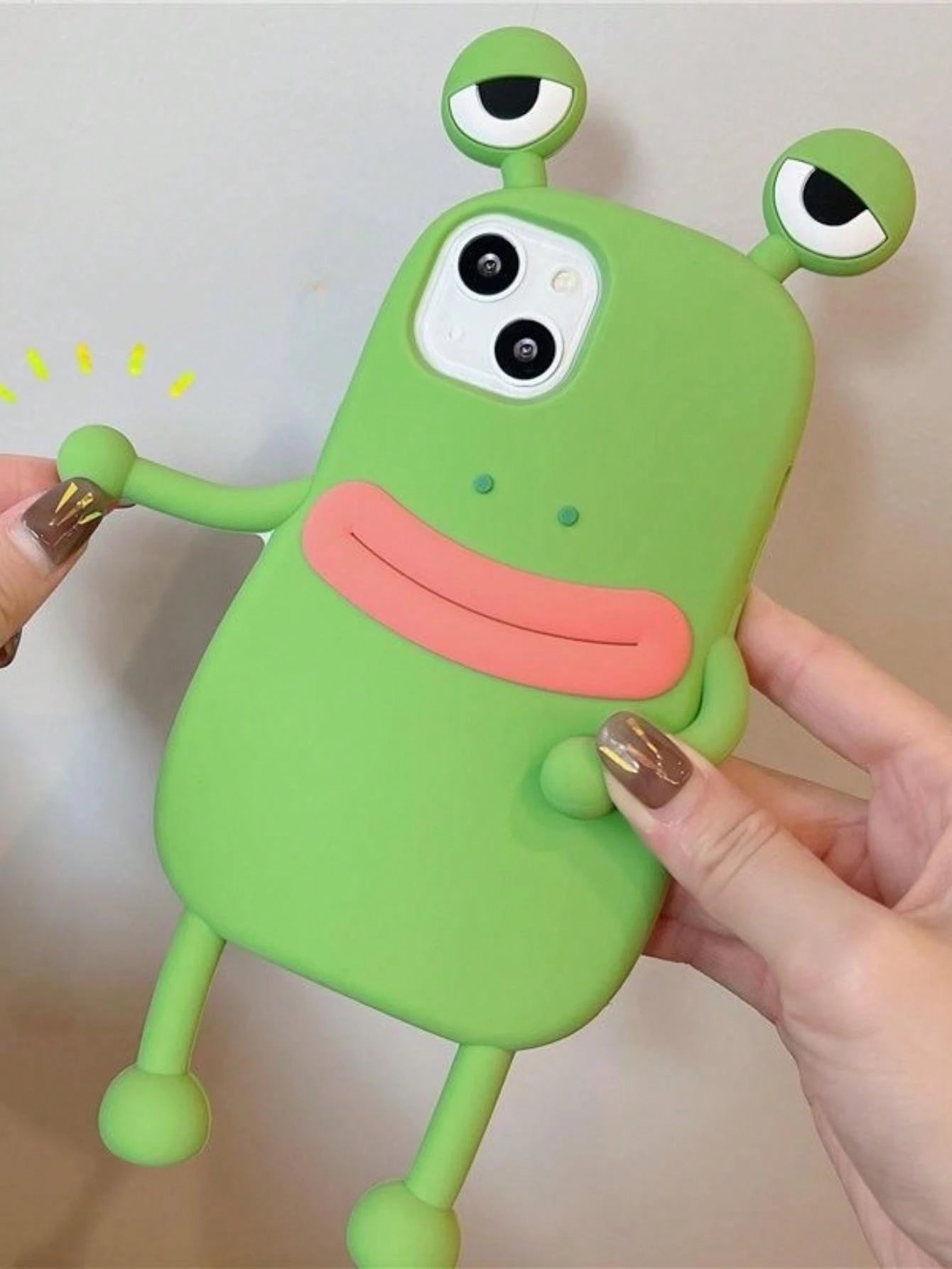 Ugly Cute Funny Silicone Luxury Shockproof Green 3D Frog Shaped Novelty Phone Premium Case Compatible With IPhone Waterproof Anti-Fall Scratch Resistant Birthday Gift Mom Gift Party