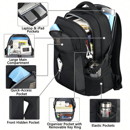 UKEIN 1PC Travel Laptop Backpack, Business Water Resistant Laptop Backpack With USB Charging Port, College Bag For Men & Women