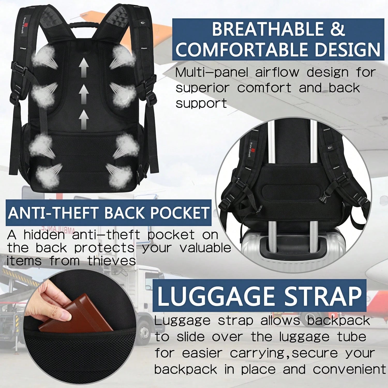 UKEIN 1PC Travel Laptop Backpack, Business Water Resistant Laptop Backpack With USB Charging Port, College Bag For Men & Women