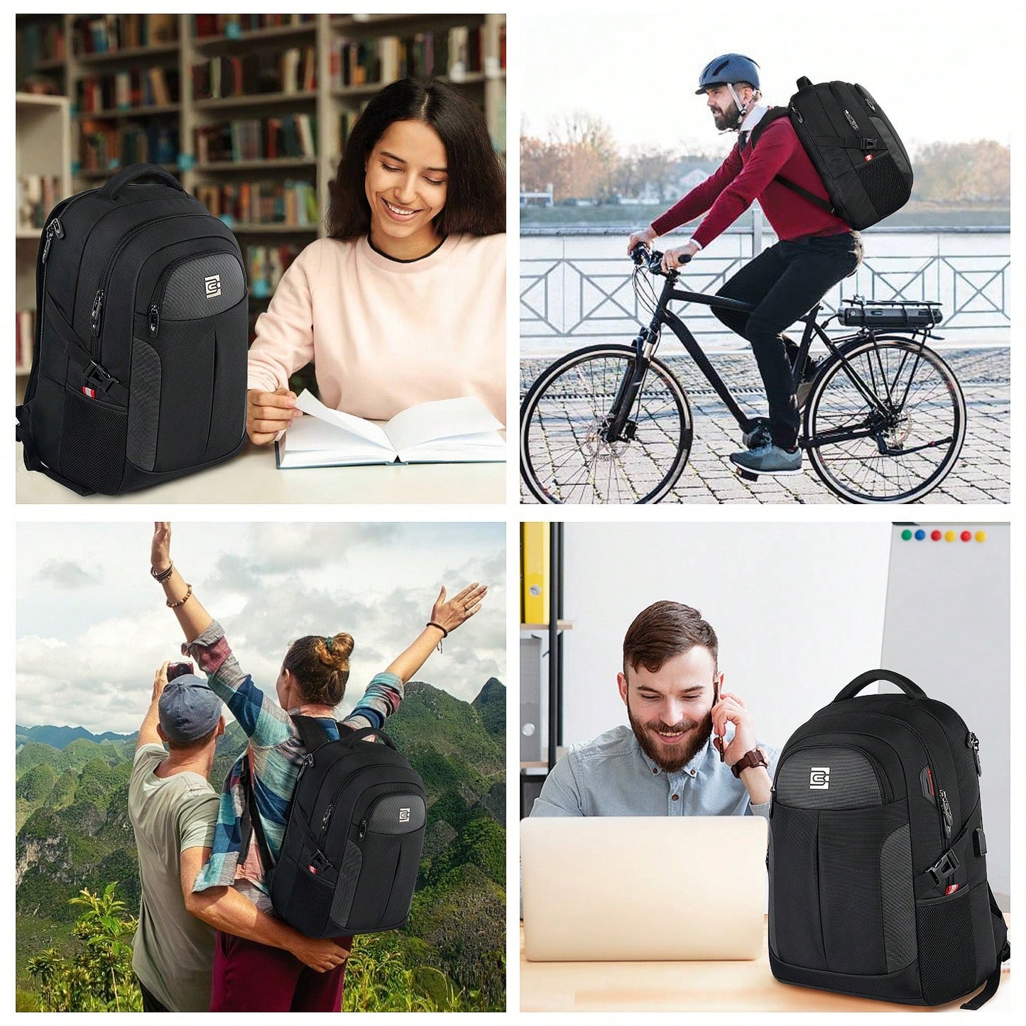 UKEIN 1PC Travel Laptop Backpack, Business Water Resistant Laptop Backpack With USB Charging Port, College Bag For Men & Women