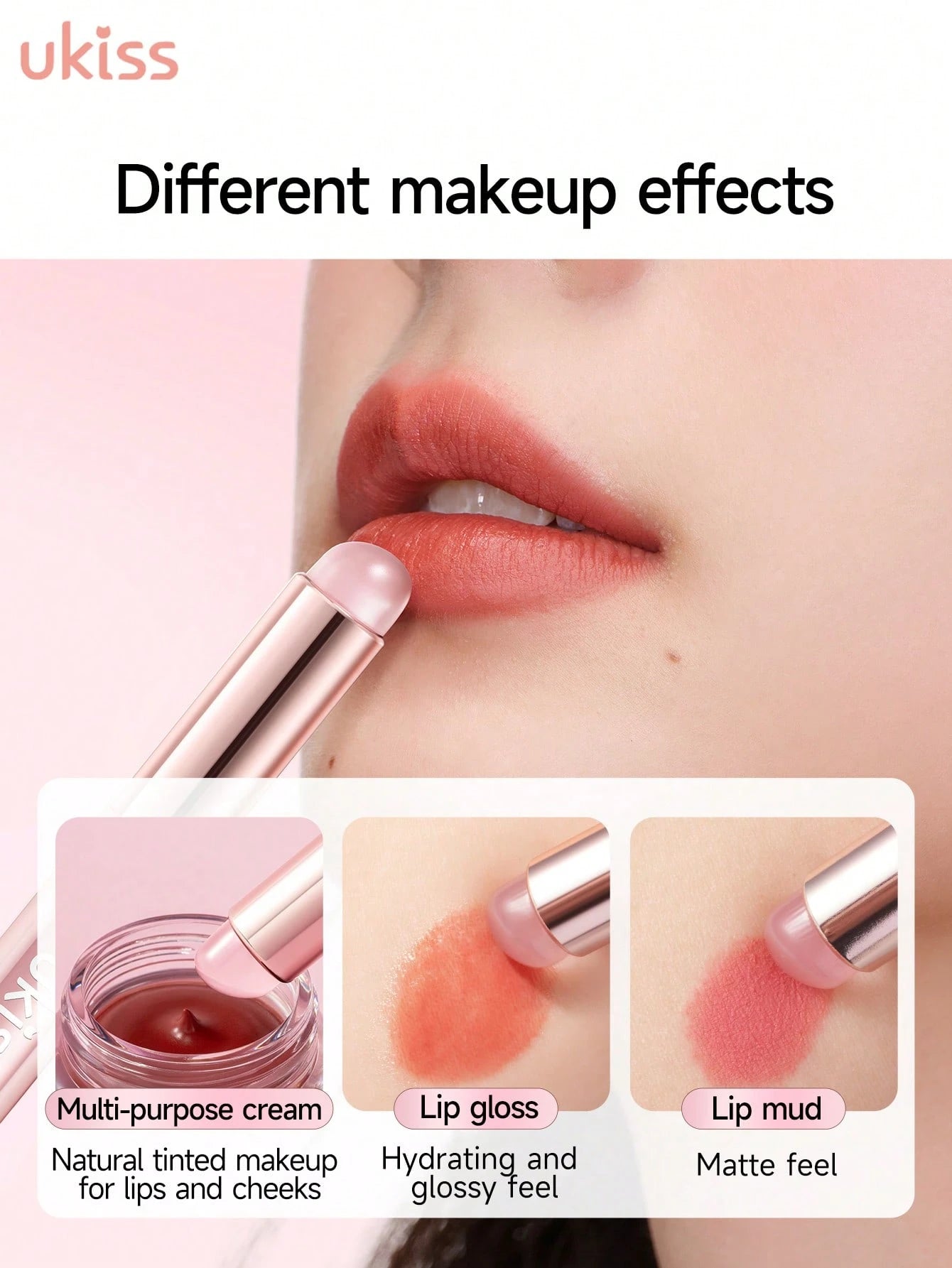 ukiss Silicone Lip Brush, Multi-Purpose Makeup Blending Brush With Lid, Suitable For Even Appliion Of Lipstick Lip Balm Lip Gloss, Soft Silicone Material, Hygienic Convenient And Easy To Clean, Enhan