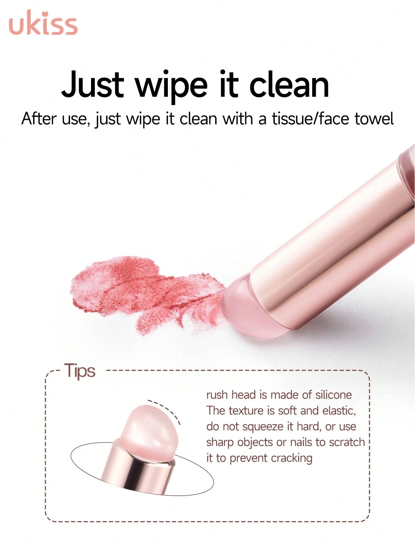 ukiss Silicone Lip Brush, Multi-Purpose Makeup Blending Brush With Lid, Suitable For Even Appliion Of Lipstick Lip Balm Lip Gloss, Soft Silicone Material, Hygienic Convenient And Easy To Clean, Enhan