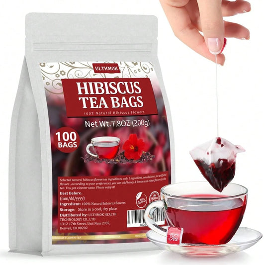 ULTHMOK Hibiscus Flowder Tea Bags 100 No Additives Pure Natural Herbal Tea Beauty Tea For Women Healthy Drink