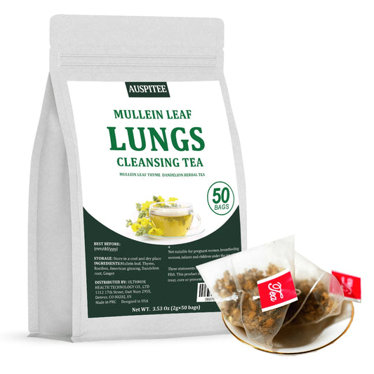 ULTHMOK Mullein Tea For Lungs Ginseng Dandelion Root Blend Tea Afternoon Herbal Tea No Additives
