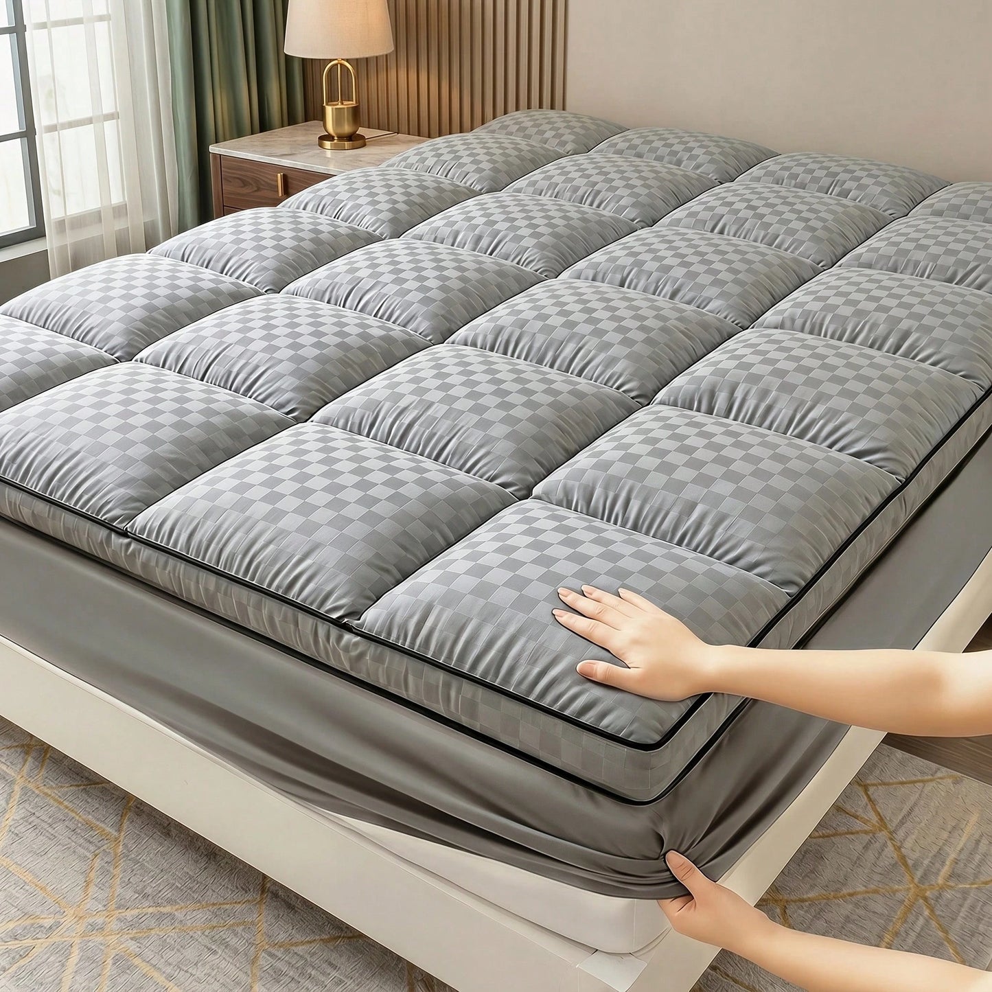 Ultra-Soft Mattress Protector, Elastic Fitted Sheet With Deep Pockets Up To 8-21 Inches, Cool Style, Full Range Of Sizes, Quilting And Laminating, Fine And Dense Stitches. Sturdy And Durable. Machine